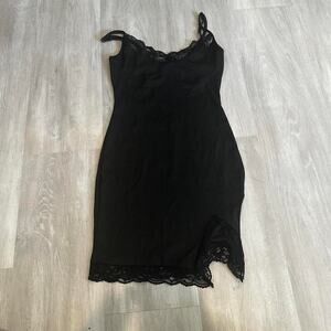 Black lace mini dress
